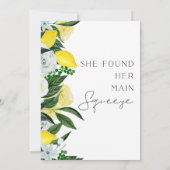 Gelbe grüne Zitronenpresse Brautparty Einladung (Rückseite)