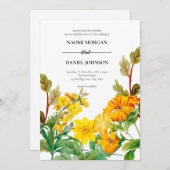 Gelbe Grünpflanzen Farbige Wildblumen Einladung (Vorne/Hinten)