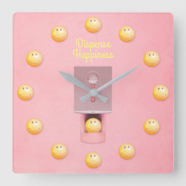 gelbe Gumball-Dispenser-Platz-Wandschloss Quadratische Wanduhr