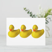 Gelbe Gummi Duckie Postkarte. Babydusche Feiertagskarte (Stehend Vorderseite)