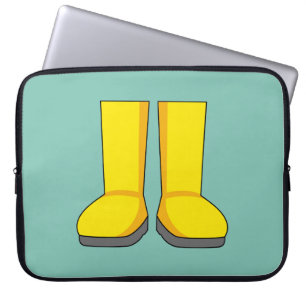 Gelbe Gummi-Regenstiefel Laptopschutzhülle