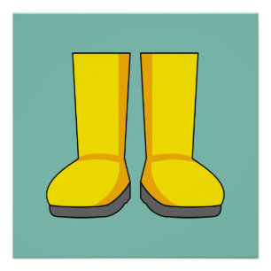 Gelbe Gummi-Regenstiefel Poster