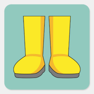 Gelbe Gummi-Regenstiefel Quadratischer Aufkleber