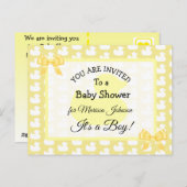Gelbe GummiDuckie Baby'Shower Einladung Postkarte (Vorne/Hinten)