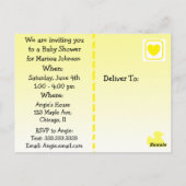 Gelbe GummiDuckie Baby'Shower Einladung Postkarte (Rückseite)