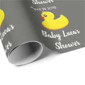 gelbe Gummiente - Babyparty Geschenkpapier (Rolleneckpunkt)