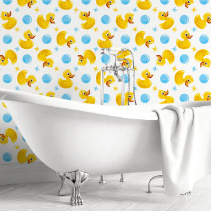 Gelbe Gummiente & Blasen Tapete