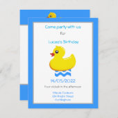 gelbe Gummiente Geburtstagsfeier Einladung (Vorne/Hinten)