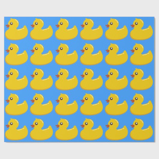 gelbe Gummiente im Blau Geschenkpapier (Flach)