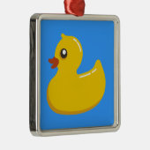 gelbe Gummiente im Blau Silbernes Ornament (Rechts)
