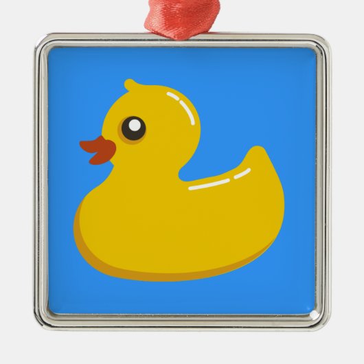 gelbe Gummiente im Blau Silbernes Ornament (Vorne)