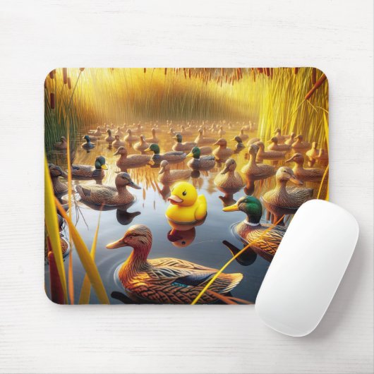 Gelbe Gummiente mit Jagddekor Mousepad (Mit Mouse)