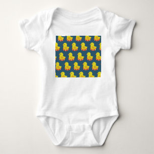 Gelbe Gummiente, niedlich, nahtlos. Baby Strampler