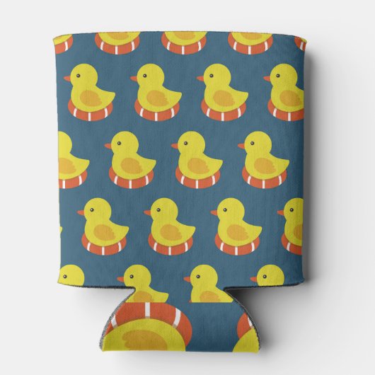 Gelbe Gummiente, niedlich, nahtlos. Dosenkühler (Rückseite)