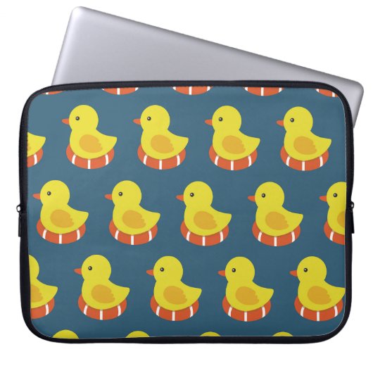 Gelbe Gummiente, niedlich, nahtlos. Laptopschutzhülle (Vorderseite)