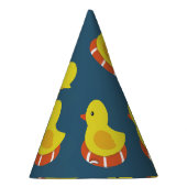 Gelbe Gummiente, niedlich, nahtlos. Partyhütchen (Rechts)