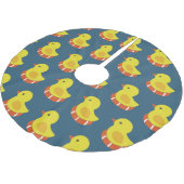 Gelbe Gummiente, niedlich, nahtlos. Polyester Weihnachtsbaumdecke (Schrägansicht)
