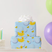 Gelbe Gummiente und Badeblasen