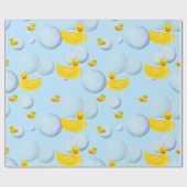Gelbe Gummiente und Badeblasen Geschenkpapier (Flach)