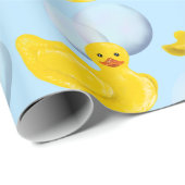 Gelbe Gummiente und Badeblasen Geschenkpapier (Rolleneckpunkt)