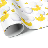 Gelbe Gummiente und Blasen Geschenkpapier (Rolleneckpunkt)
