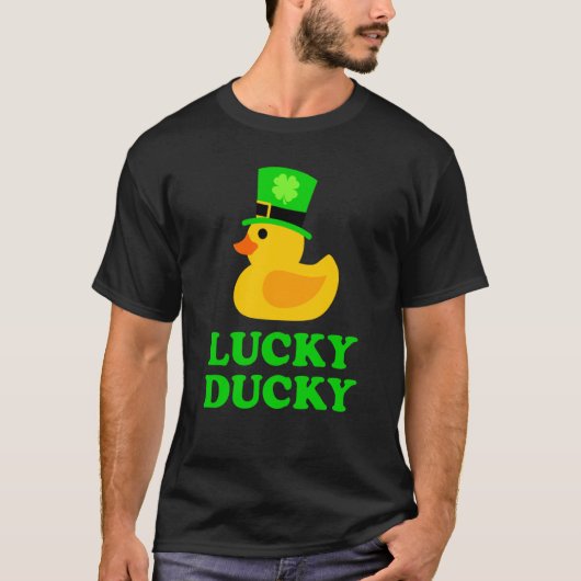 Gelbe Gummiente Vier Leaf C Hat Cool St Patrick T-Shirt (Vorderseite)
