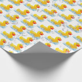 Gelbe Gummienten mit Blasen Geschenkpapier (Ecke)
