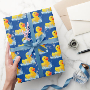 Gelbe Gummienten mit Blasen Geschenkpapier