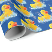 Gelbe Gummienten mit Blasen Geschenkpapier (Rolleneckpunkt)