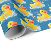 Gelbe Gummienten mit Blasen Geschenkpapier (Rolleneckpunkt)