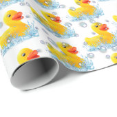 Gelbe Gummienten mit Blasen Geschenkpapier (Rolleneckpunkt)