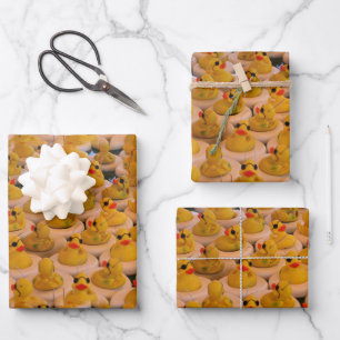 Gelbe Gummienten Tiermuster  Geschenkpapier Set