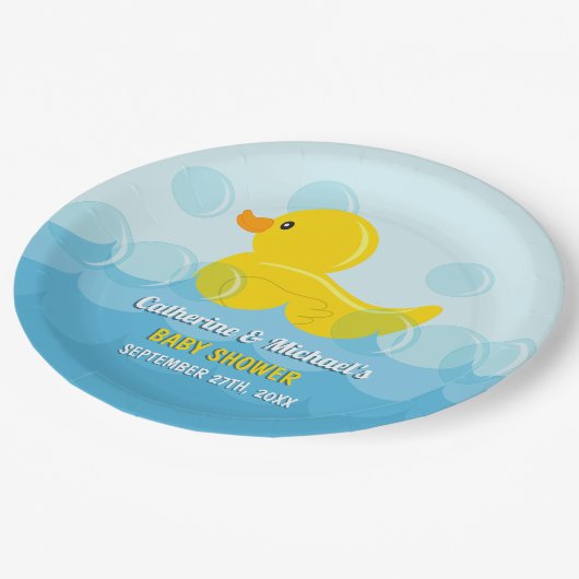 Gelbe Gummifaust Rub Duschbrause Duschbrause Pappteller (Schrägansicht)