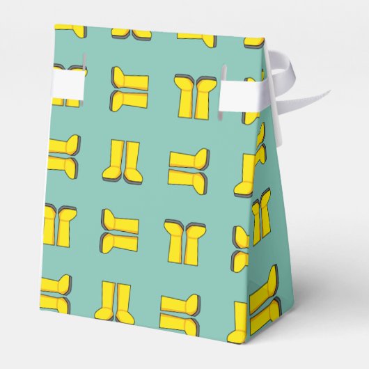 Gelbe Gummiragetasche Geschenkschachtel (Rückseite)