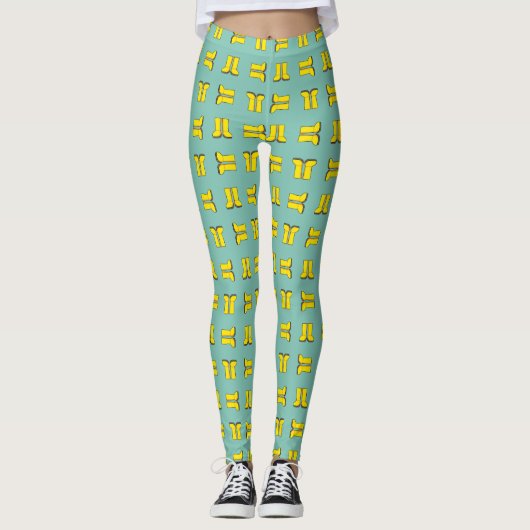 Gelbe Gummiragetasche Leggings (Vorderseite)