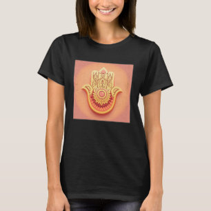 Gelbe Hamsa-Hand-Illustration Pastellfarbe Frauen T-Shirt