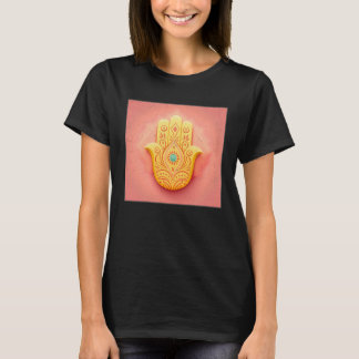 Gelbe Hamsa Handdarstellung Pastellfarben Frauen T-Shirt