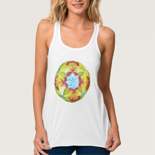 Gelbe Hand bemalt Unity mandala Tank Top (Vorderseite)