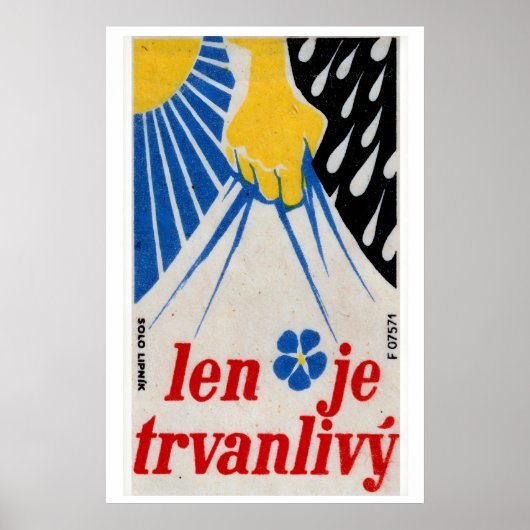 Gelbe Hand hält blauen Blitz Tschechoslowakei Poster (Vorne)