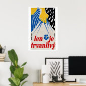 Gelbe Hand hält blauen Blitz Tschechoslowakei Poster (Heimbüro)