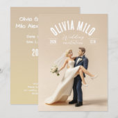 gelbe Händchen-Halte-Kunst Hochzeit Einladung (Vorne/Hinten)