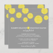 Gelbe hängende Papiersäulen Einladung Hochzeit (Vorne/Hinten)