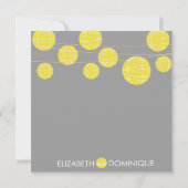 Gelbe hängende Papiersäulen Einladung Hochzeit (Rückseite)