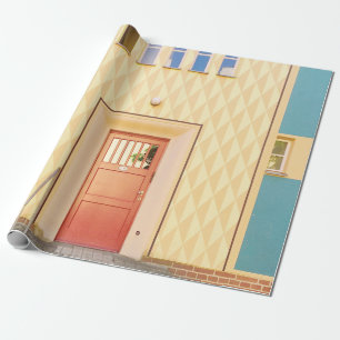 Gelbe Hausdarstellung Geschenkpapier