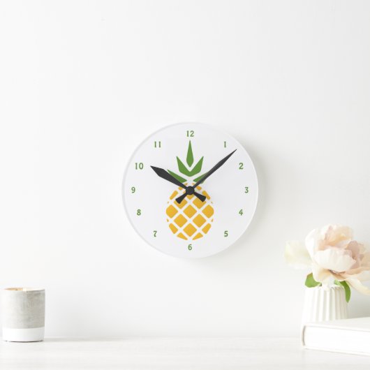 Gelbe Hawaiine Ananas Runde Wanduhr (Zuhause)
