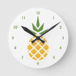 Gelbe Hawaiine Ananas Runde Wanduhr