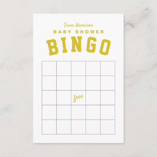 Gelbe Heckklappe Thema Babydusche BINGO-Karte Einladung (Vorderseite)