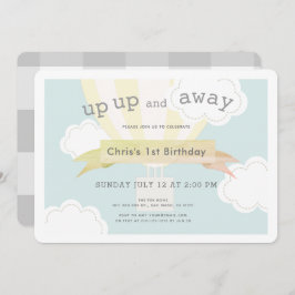 Gelbe Heißluftballon Auf und Ab 1. Geburtstag Einladung