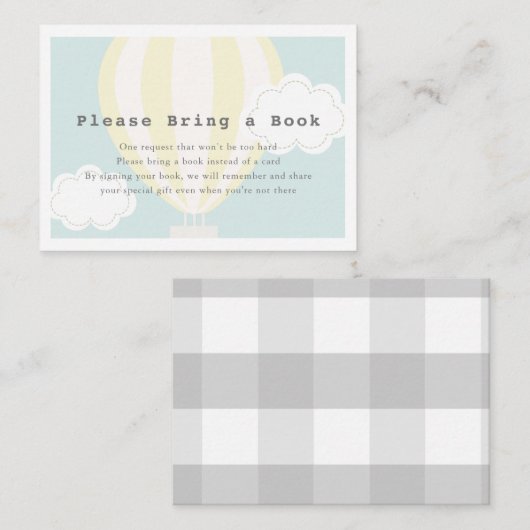 Gelbe Heißluftballon Bitte buchen Begleitkarte (Vorne/Hinten)