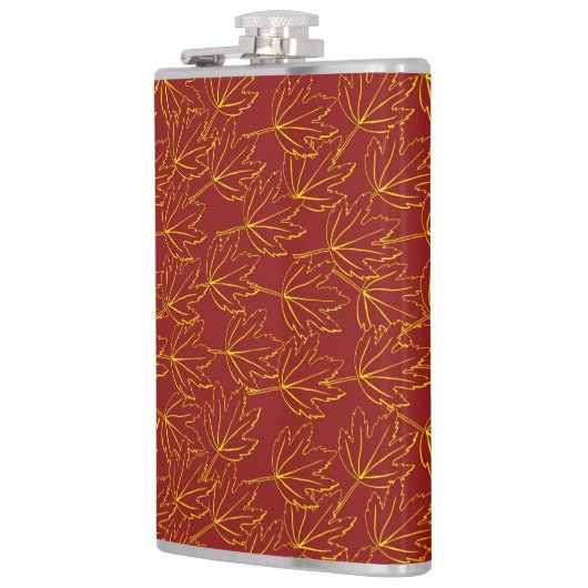 gelbe Herbstblätter auf braun Flachmann (Links)